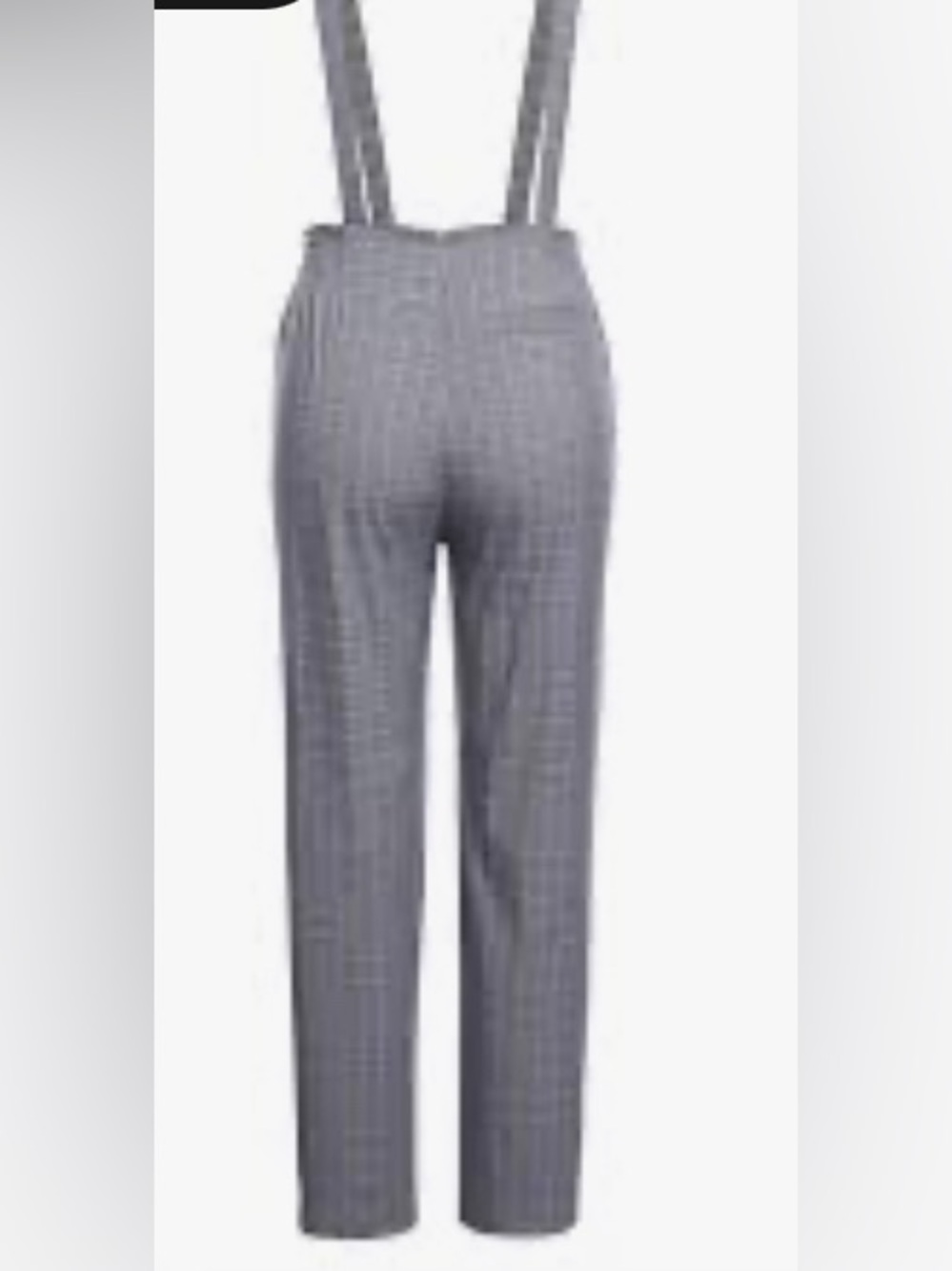 Gray Plaid High-Waist Trousers with Suspenders